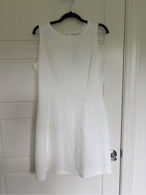 Women's Cream Midi Sheath Dress - Classic Sleeveless Design